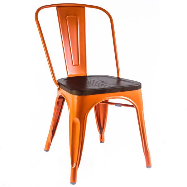 Кухонный стул Tolix Chair Wood Orange Оранжевый Коричневый в Екатеринбурге | Loft Concept 