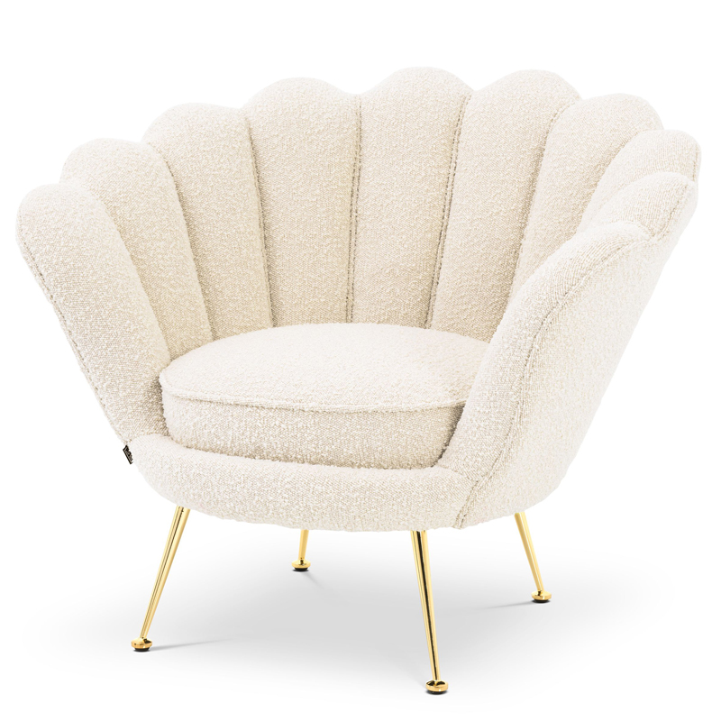 Кресло Eichholtz Chair Trapezium Boucle cream Кремовый Латунь в Екатеринбурге | Loft Concept 