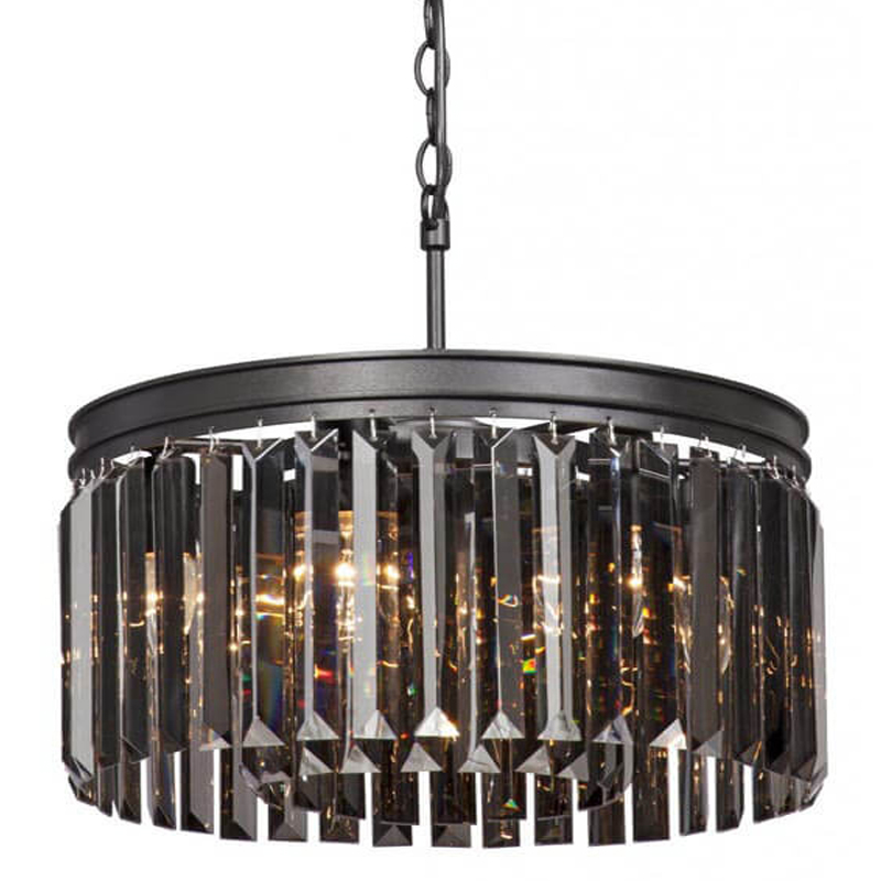 Люстра RH Rhys Smok Glass Prism Round Chandelier 40 Черный матовый в Екатеринбурге | Loft Concept 