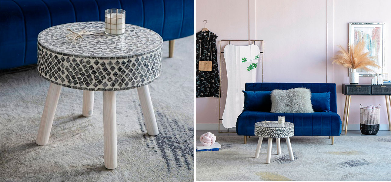 Столик круглый с инкрустацией на ножках Calvin - фото