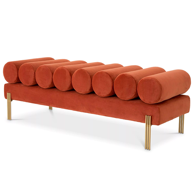 Банкетка Eichholtz Bench Oxley Orange Оранжевый Латунь в Екатеринбурге | Loft Concept 