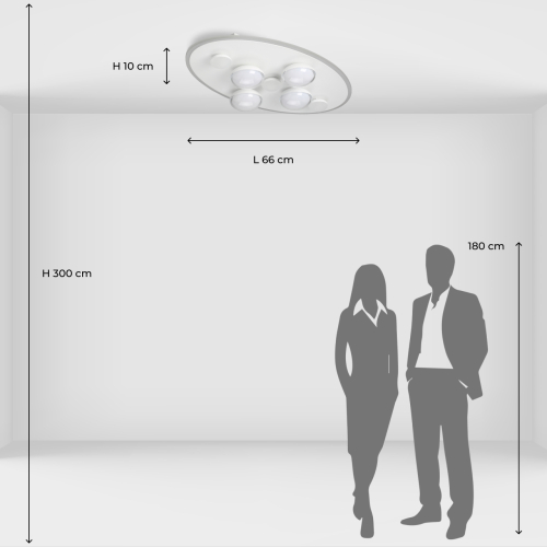 Потолочный светильник овальной формы белого цвета с 7-ю лампами Lunar Pebbles в Екатеринбурге