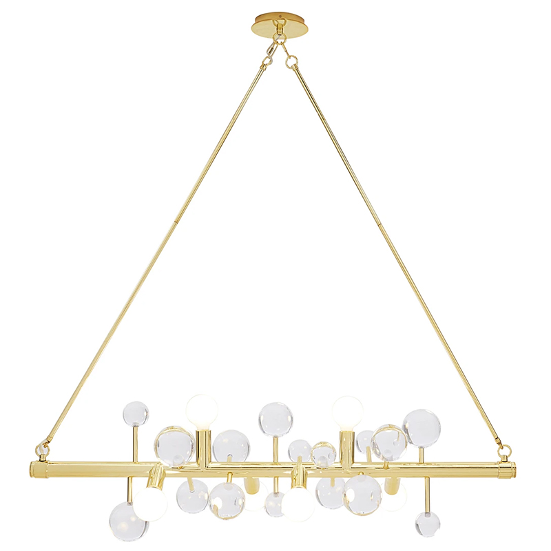 Люстра Jonathan Adler SIX-LIGHT LINEAR CHANDELIER Clear Золотой Прозрачное Стекло Белый в Екатеринбурге | Loft Concept 