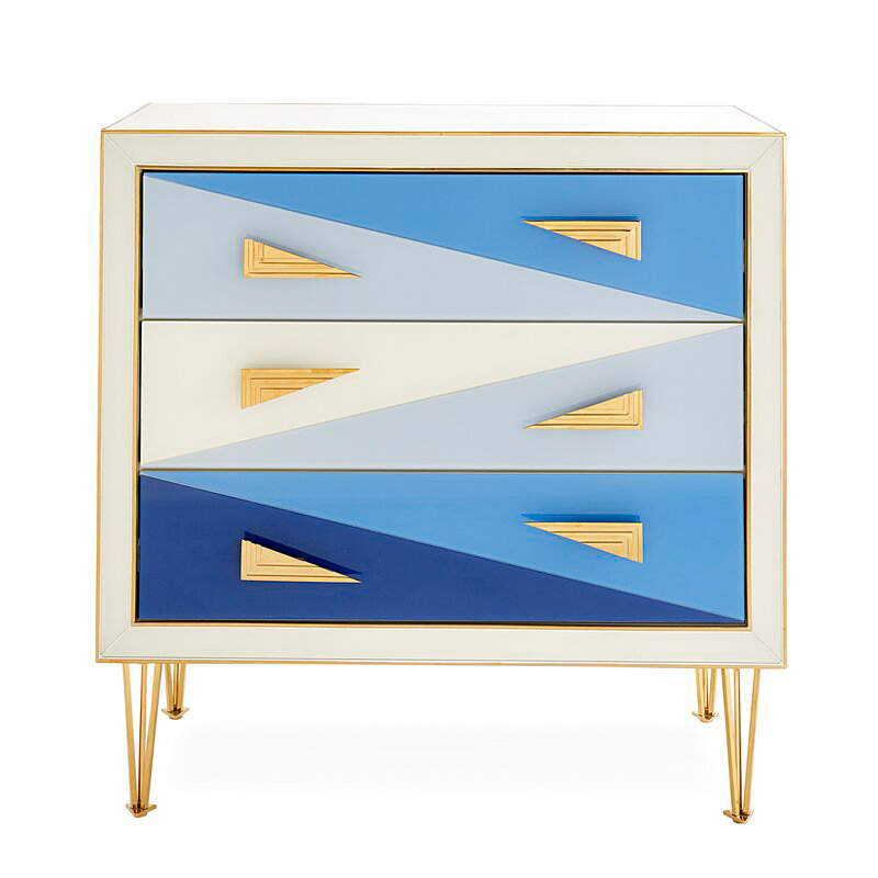 Комод Jonathan Adler Blue-Ivory Harlequin 3 Drawer Chest Мульти в Екатеринбурге | Loft Concept 