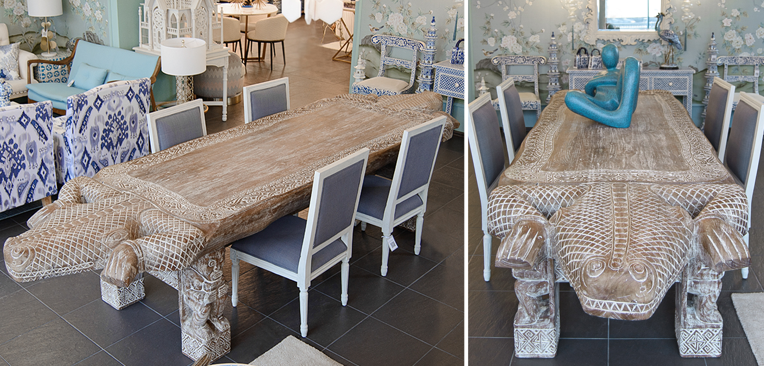 Большой обеденный стол Crocodile dining table ручная работа - фото