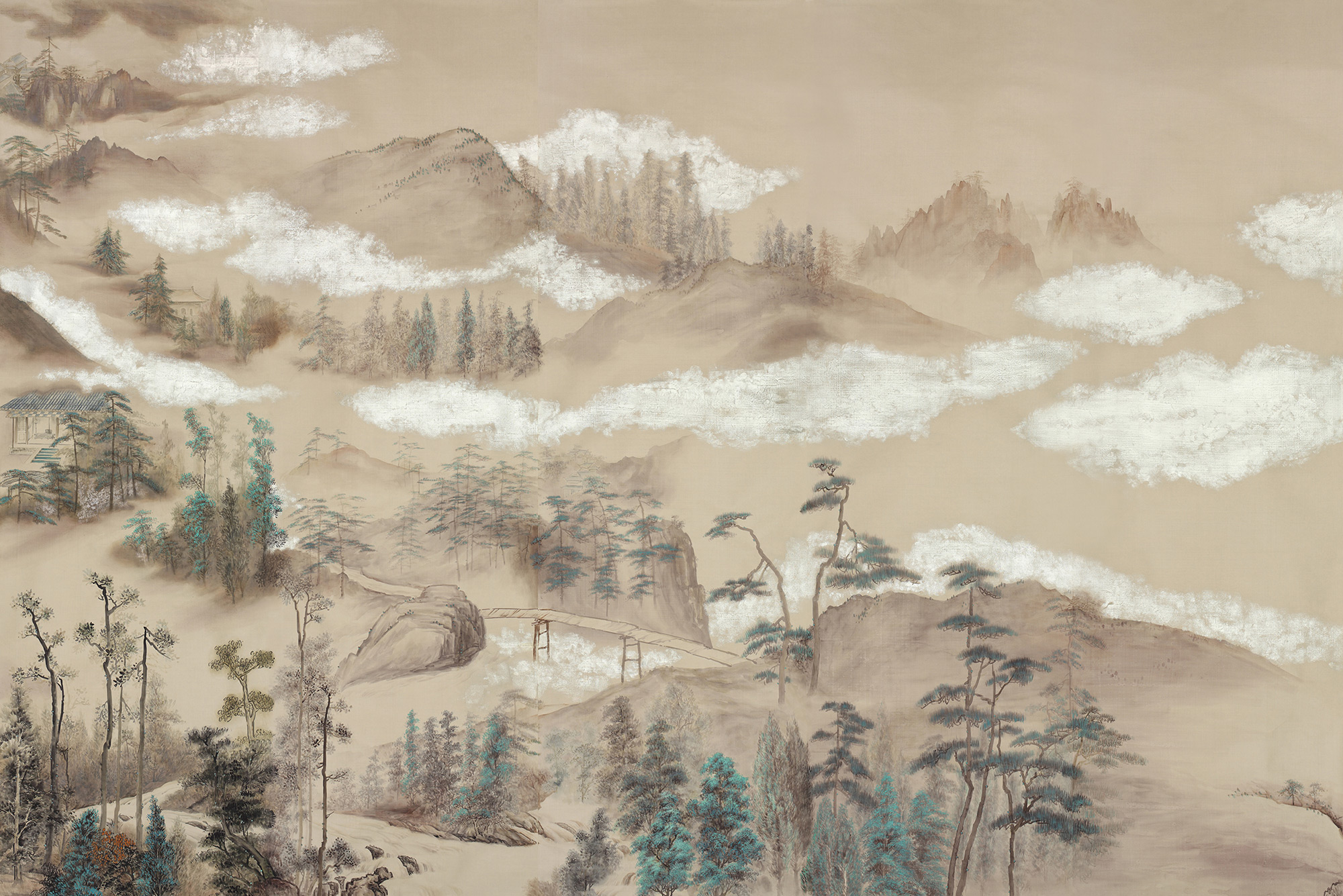 Обои ручная роспись Mountains Above Clouds Colourway SC-234 on Raw Silk dyed silk Обои ручная роспись Mountains Above Clouds Colourway SC-234 on Raw Silk dyed silk - постер Loft-Concept в Екатеринбурге