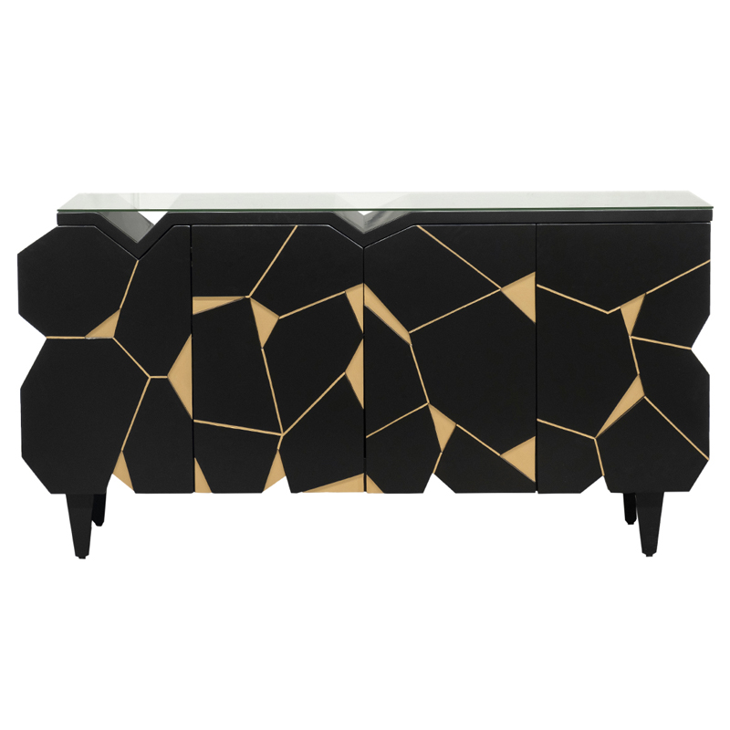 Комод геометрический декор Mosaik Chest of drawers Черный Черный Золотой в Екатеринбурге | Loft Concept 