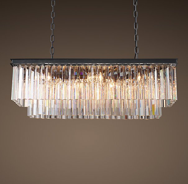 Люстра RH 1920s Odeon Clear Glass Fringe Black iron 90 Черный в Екатеринбурге | Loft Concept 