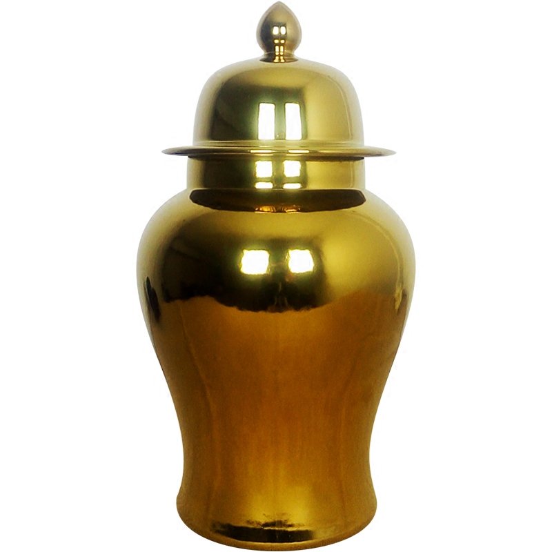 Ваза Gold Ceramic Chinese Jars with Lids Золотой в Екатеринбурге | Loft Concept 