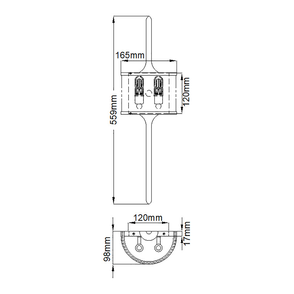 Бра вертикальное с белым полукруглым плафоном и длинным стержнем S Kichler в Екатеринбурге