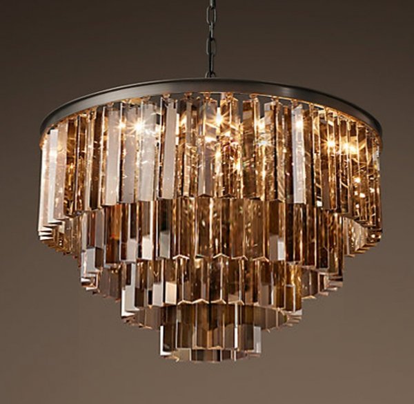 Люстра RH 1920s Odeon Smoke Glass Fringe Chandelier -60 Черный в Екатеринбурге | Loft Concept 