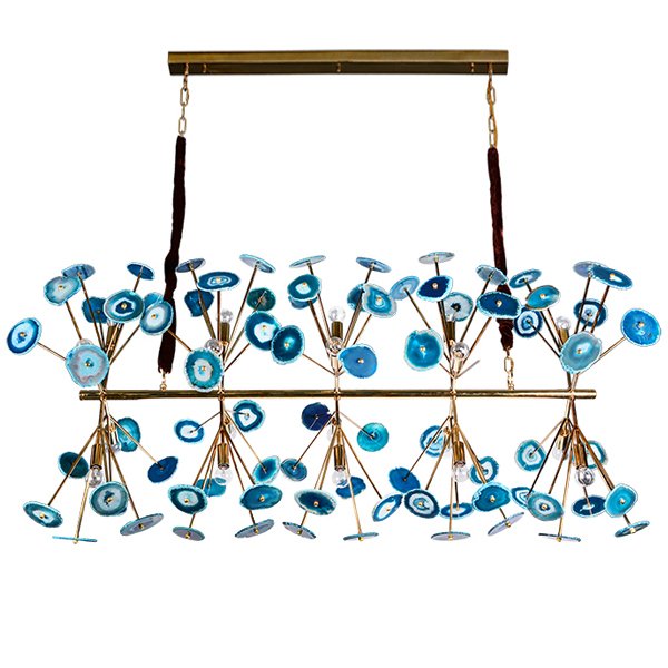 Люстра Agate Burst Chandelier Blue Line Золотой Синий в Екатеринбурге | Loft Concept 