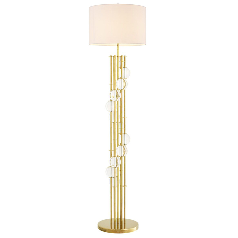 Торшер Eichholtz Floor Lamp Lorenzo Gold & white Глянцевое золото Белый Прозрачный в Екатеринбурге | Loft Concept 