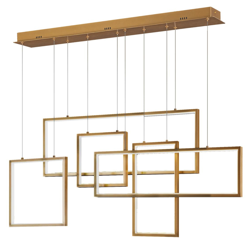 Люстра Rectangle Geometry Chandelier Gold 5 Золотой в Екатеринбурге | Loft Concept 