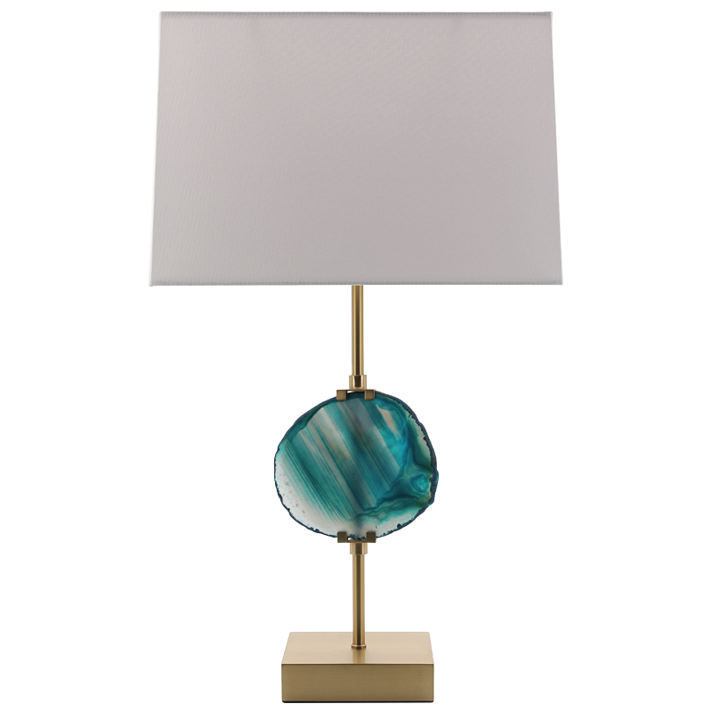 Настольная лампа Blue Agate Design Table Lamp Латунь Синий Бирюзовый Белый в Екатеринбурге | Loft Concept 