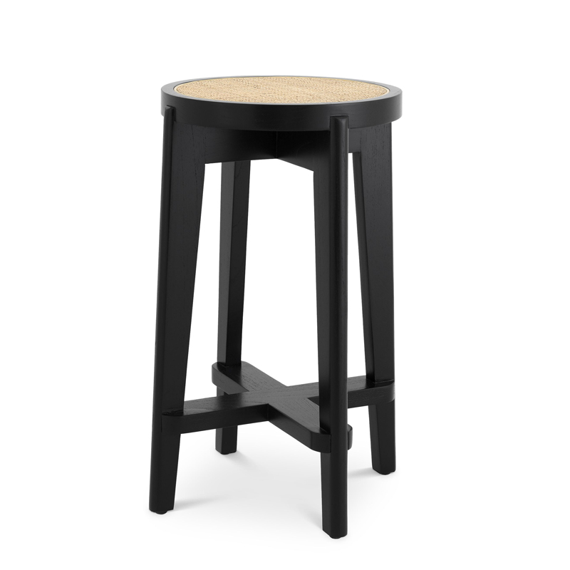 Полубарный стул Eichholtz Counter Stool Dareau black Бежевый Черный в Екатеринбурге | Loft Concept 