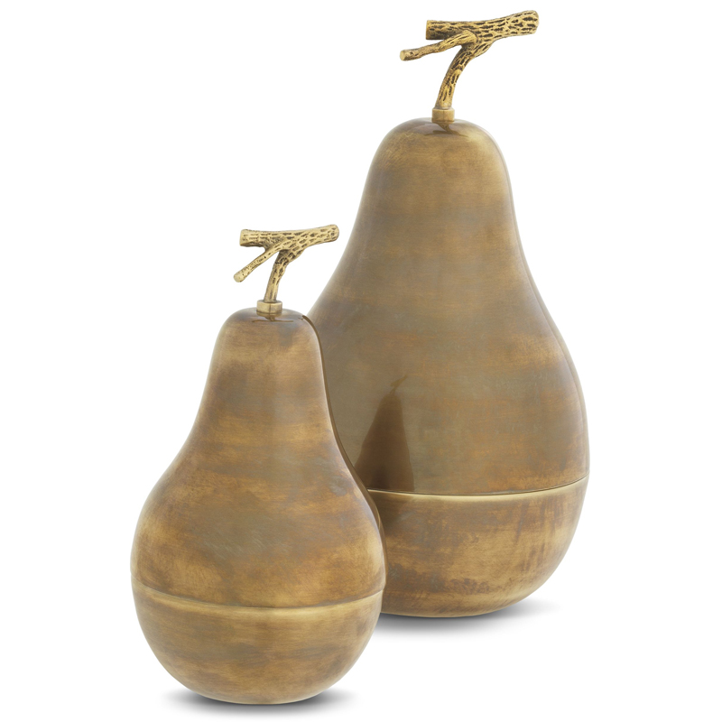 Комплект шкатулок Eichholtz Box Pear Set of 2 brass Винтажная латунь в Екатеринбурге | Loft Concept 