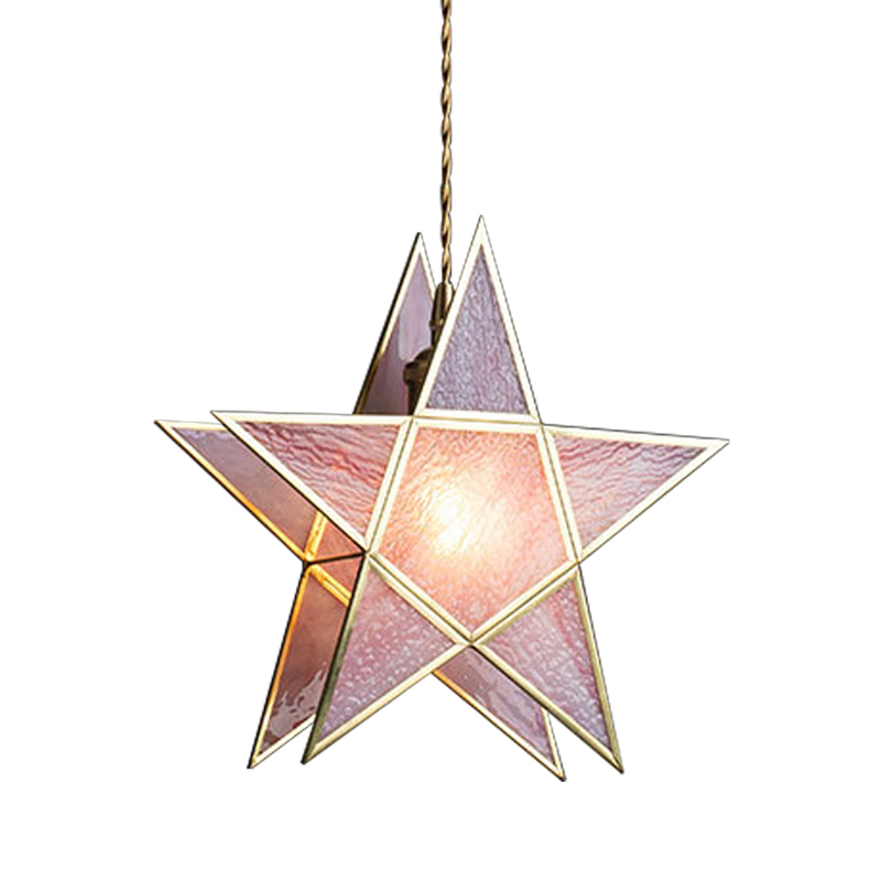 Подвесной светильник Star Pink Glass Hanging Light Розовый Латунь в Екатеринбурге | Loft Concept 