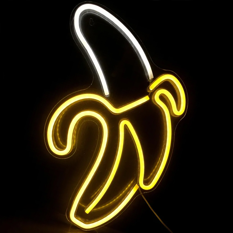 Неоновая настенная лампа Banana Neon Wall Lamp Прозрачный Белый Желтый в Екатеринбурге | Loft Concept 