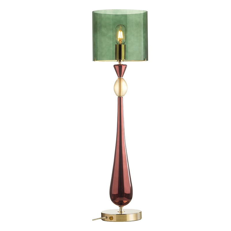 Настольная лампа Roser Green Burgundy Table Lamp Бургундский красный Золотой Зеленый в Екатеринбурге | Loft Concept 