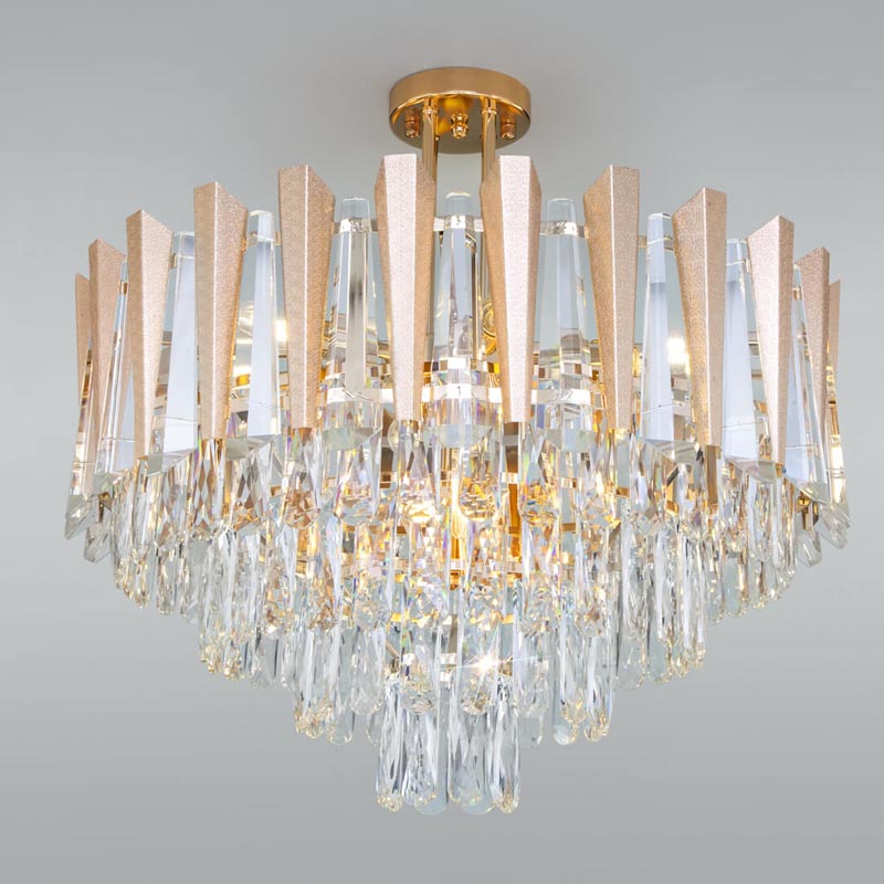 Потолочная люстра Crystal Edge Chandelier Прозрачный (Transparent) Золотой в Екатеринбурге | Loft Concept 