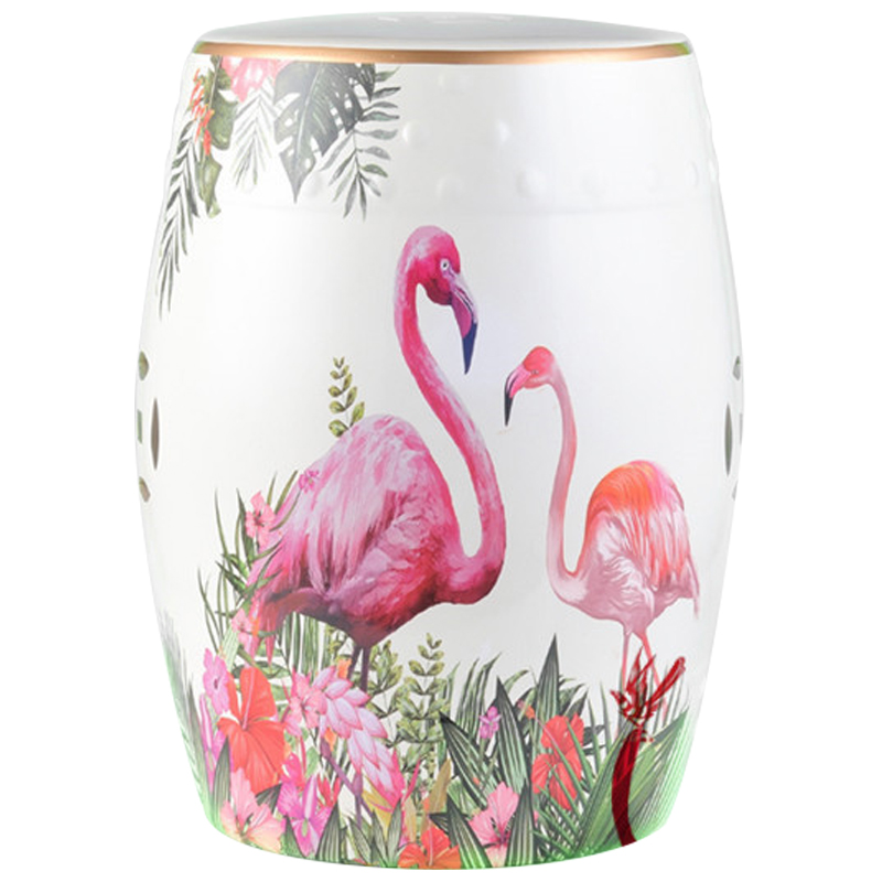 Керамический табурет Flamingo Tropical Animal Ceramic Stool White Белый Розовый Зеленый в Екатеринбурге | Loft Concept 