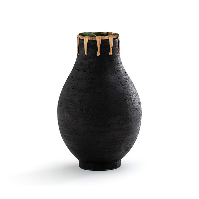 Ваза Ceramic Vase & Rattan D20 Черный в Екатеринбурге | Loft Concept 