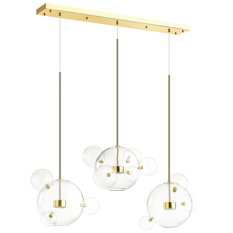 Люстра Transparent Bubble Chandelier Gold Line Глянцевое золото Прозрачный в Екатеринбурге | Loft Concept 