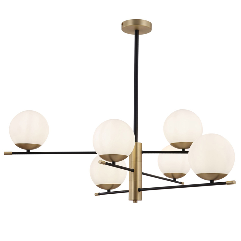 Светильник Spike Six Balls Hanging Lamp матовое золото Прозрачный белый в Екатеринбурге | Loft Concept 