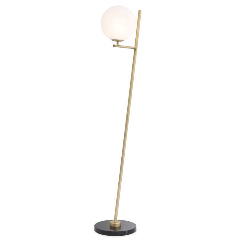 Торшер Eichholtz Floor Lamp Flynn Brass Латунь Античная полированная Белый Черный Мрамор Nero в Екатеринбурге | Loft Concept 