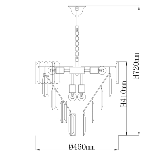 Люстра из черного металла с многоярусными подвесками из прозрачного хрусталя на золотой цепи Empire Black Chandelier Crystal в Екатеринбурге