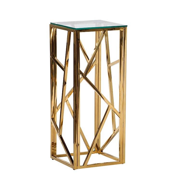 Подставка Serene Furnishing Gold Clear Glass Top stand Прозрачное Стекло Золотой в Екатеринбурге | Loft Concept 