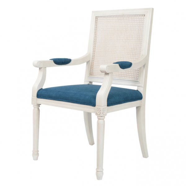 Стул French chairs Provence Garden White ArmChair Белый Темно-синий в Екатеринбурге | Loft Concept 