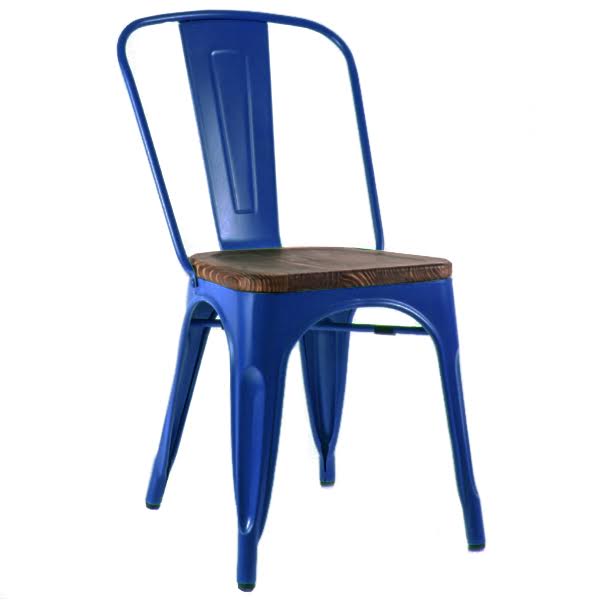 Кухонный стул Tolix Chair Wood Blue Синий Синий Коричневый в Екатеринбурге | Loft Concept 