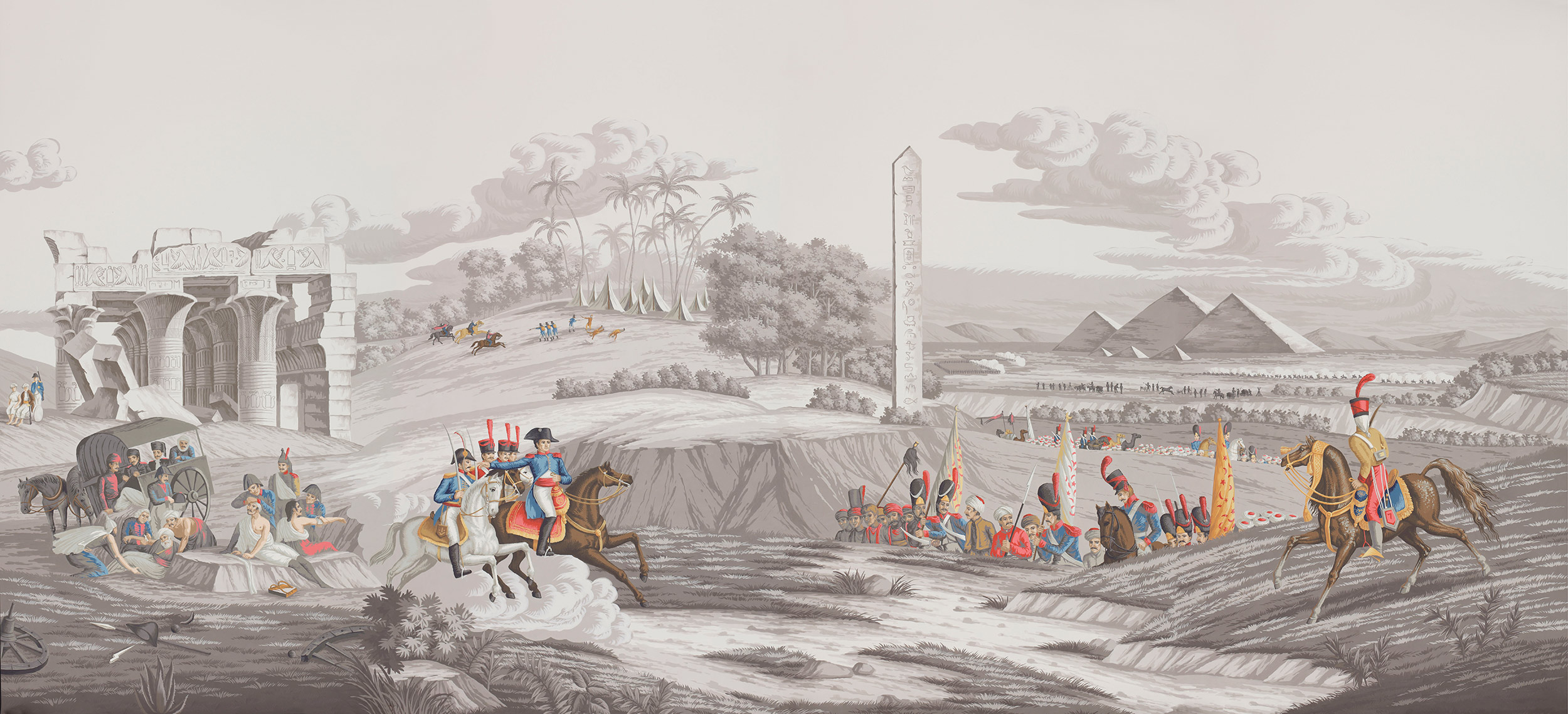 Обои ручная роспись Napoleon's Campaign in Egypt Aurore on Crystal Grey scenic paper Обои ручная роспись Napoleon's Campaign in Egypt Aurore on Crystal Grey scenic paper - постер Loft-Concept в Екатеринбурге