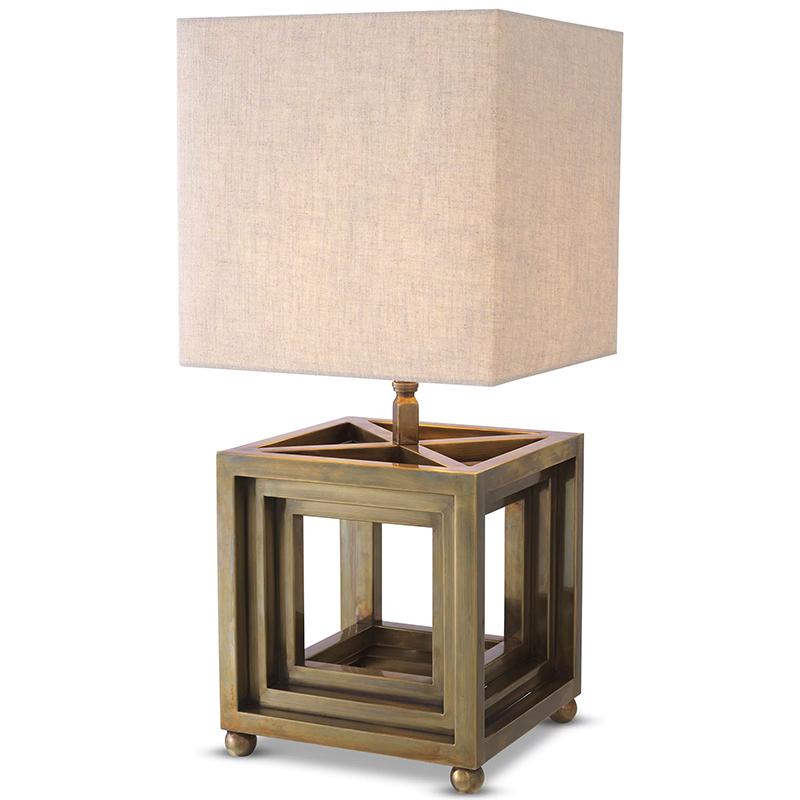 Настольная лампа Eichholtz Table Lamp Bellagio Brass Винтажная латунь Бежево-серый в Екатеринбурге | Loft Concept 