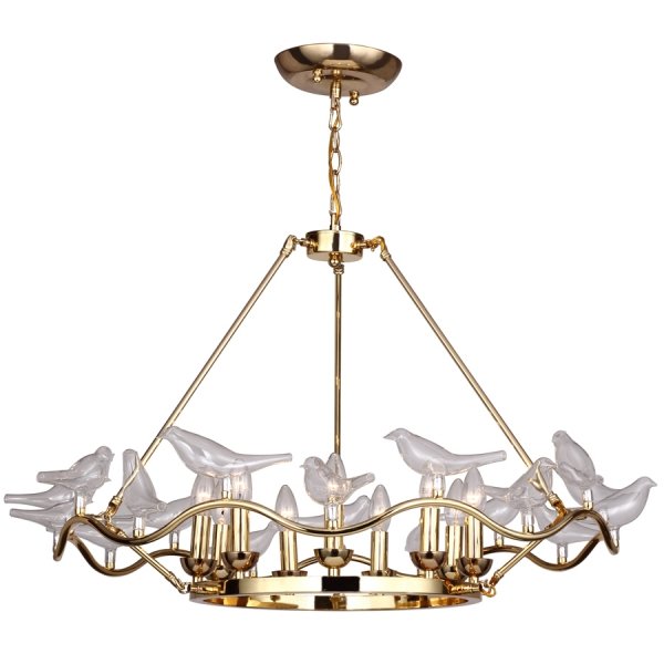 Люстра Dove Chandelier Glass Bird 9 Золотой в Екатеринбурге | Loft Concept 