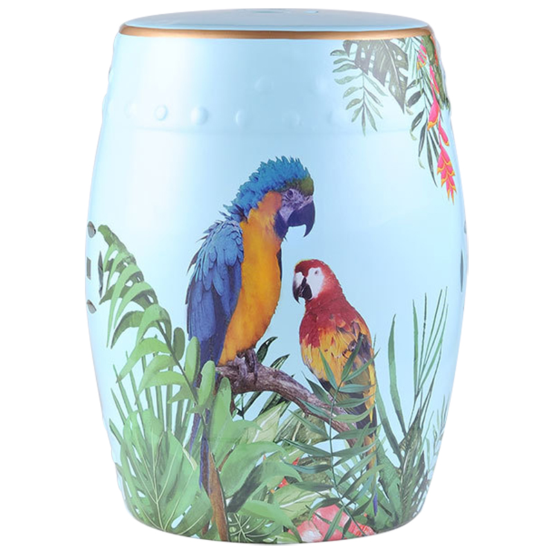 Керамический табурет Parrots Tropical Animal Ceramic Stool Blue Голубой Мульти в Екатеринбурге | Loft Concept 