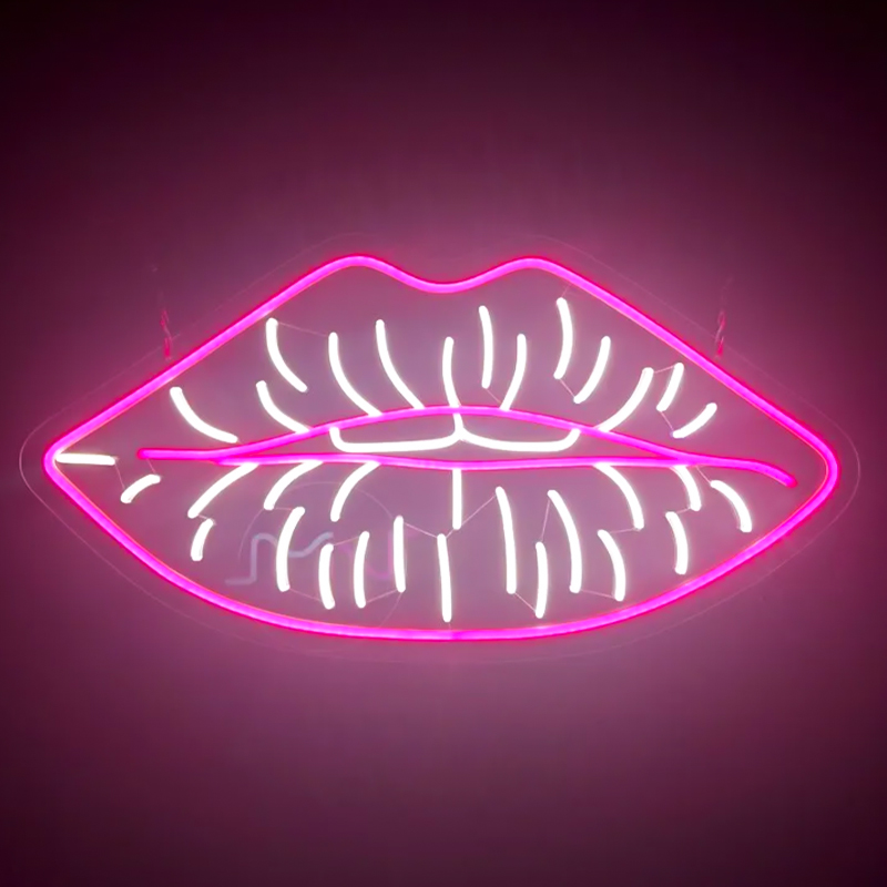 Неоновая настенная лампа Lips Neon Wall Lamp Розовый Белый в Екатеринбурге | Loft Concept 