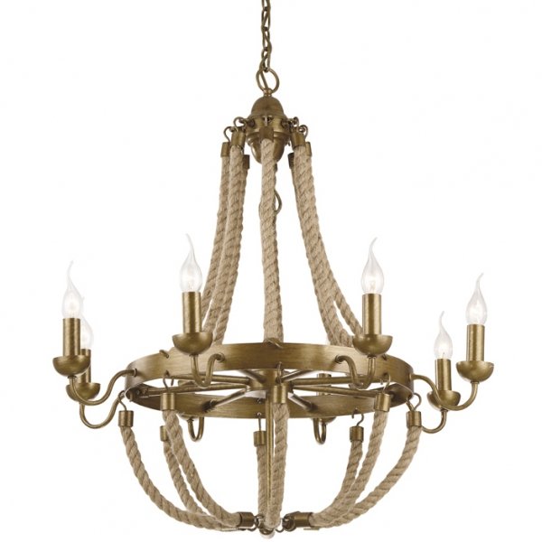 Люстра Rattan Chandelier Metall 8 Loft Rope Light  в Екатеринбурге | Loft Concept 