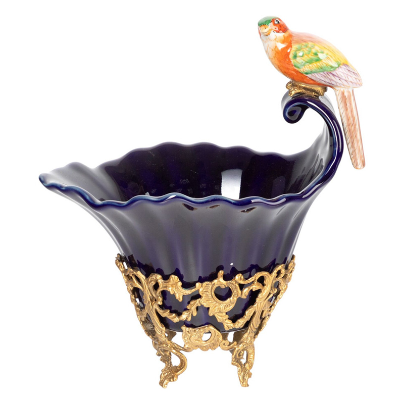 Чаша темно-синего цвета из фарфора с разноцветной птичкой Eden Garden porcelain and bronze Темно-синий Бронза Мульти Чаша темно-синего цвета из фарфора с разноцветной птичкой Eden Garden porcelain and bronze Темно-синий Бронза Мульти в Екатеринбурге | Loft Concept
