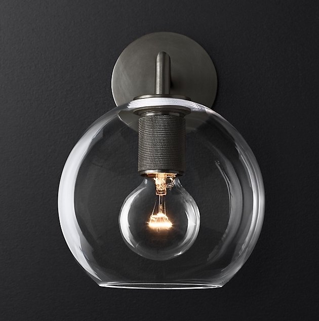 Бра RH Utilitaire Globe Shade Single Sconce Black Черный Темная бронза в Екатеринбурге | Loft Concept 