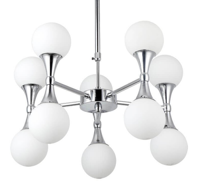 Люстра Ball Valley Chandelier Chromium 10 Белый Хром в Екатеринбурге | Loft Concept 