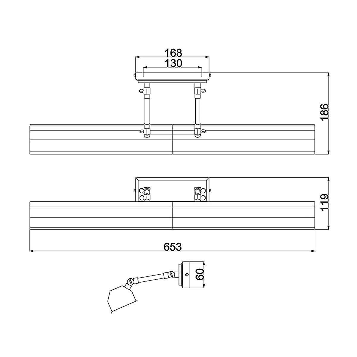 Светильник для картин с призматическим плафоном и двойными регулируемыми шарнирами Elstead Lighting в Екатеринбурге