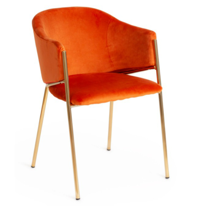 Стул Faisal Orange Velvet Chair Оранжевый Глянцевое золото в Екатеринбурге | Loft Concept 