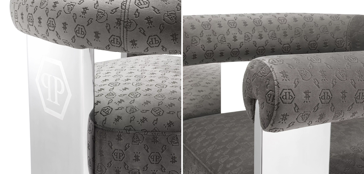 Стул Philipp Plein Dining Chair Icon Grey - фото №1