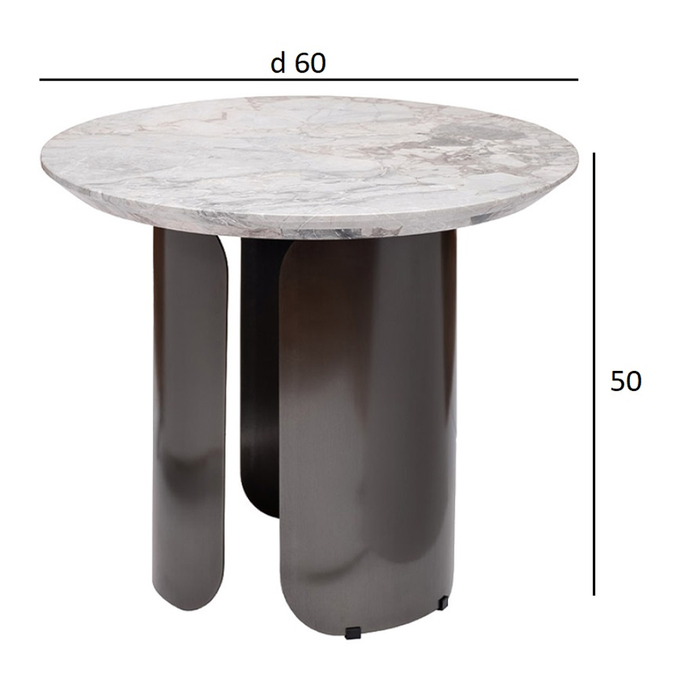 Столик журнальный круглый с мраморной столешницей Gray Marble Table в Екатеринбурге