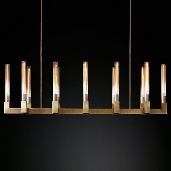 Люстра RH CANELLE Linear Chandelier 12 Modern Brass Латунь в Екатеринбурге | Loft Concept 