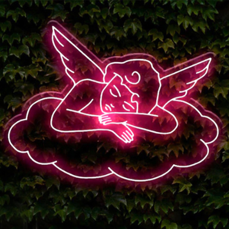 Неоновая настенная лампа Sleeping Angel Neon Wall Lamp Розовый Прозрачный Розовый в Екатеринбурге | Loft Concept 