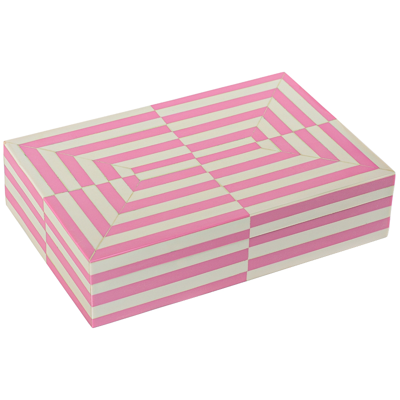 Шкатулка Pink White Stripes Bone Inlay Box Розовый Белый в Екатеринбурге | Loft Concept 